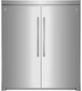 COMBO PAREJA 3 PZAS REFIRGERADOR + CONGELADOR + TRIM 177 CM ACERO INOXCIDABLE MARCA ELECTROLUX MODELO EI33AR80WS + EI33AF80WS + TRMKTSS2FL79CON