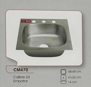 TARJA DE ACERO INOXIDABLE EMPOTRAR 48 CM CM FREGADEROS MODELO CM-470