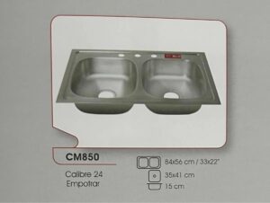 TARJA DE ACERO INOXIDABLE EMPOTRAR 84 CM CM FREGADEROS MODELO CM-850
