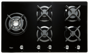 PARRILLA DE GAS EMPOTRABLE  34″ VITROCERAMICA NEGRO 5 QUEMADORES MARCA WHIRLPOOL MODELO AKT935NB
