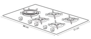 PARRILLA DE GAS EMPOTRABLE  34″ VITROCERAMICA NEGRO 5 QUEMADORES MARCA WHIRLPOOL MODELO AKT935NB
