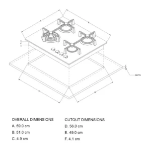 PARRILLA DE GAS VITROCERAMICA 60 CM NEGRO MARCA WHIRLPOOL MODELO GOA6423NB