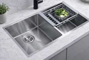 FREGADERO AXCENT 80 X 50 X 23 EMPOTRAR 2 TINAS SATIN MODELO DAFNE
