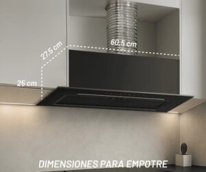 CAMPANA NUUR 75 CM INTEGRACION ALACENA NEGRO MODELO CAMEXEM75VTDSC