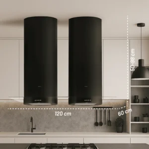 NUUR CAMPANA EXTRACTORA DOBLE TIPO TUBO CON VT 120 CM DECORATIVA ISLA CAMEXIS2TUBOS120VTN