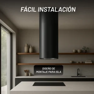 CAMPANA NUUR TIPO TUBO 39 CM DECORATIVA ISLA NEGRO CAMEXISDECO39TUBO-N