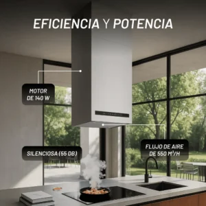 NUUR CAMPANA DECORATIVA TIPO CUBO 42 CM ISLA DIGITAL Y SENSOR DE GESTOS CAMEXISDECO42CUBODSC