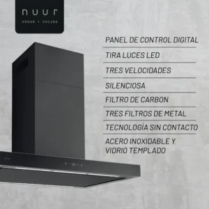 NUUR CAMPANA EXTRACTORA DECORATIVA PARED 90CM WIFI CAMEXPA90ADIN