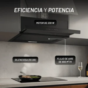 CAMPANA NUUR 60 CM INTEGRACION ALACENA NEGRA CAMEXTEL60VTDSC-N