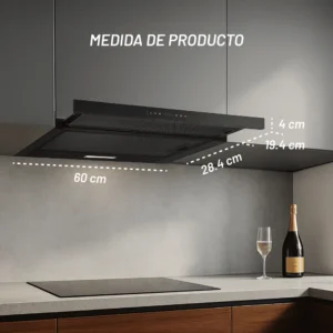 CAMPANA NUUR 60 CM INTEGRACION ALACENA NEGRA CAMEXTEL60VTDSC-N
