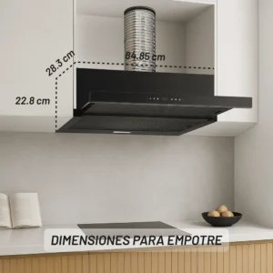 CAMPANA NUUR 90 CM INTEGRACION ALACENA NEGRA CAMEXTEL90VTDSC-N