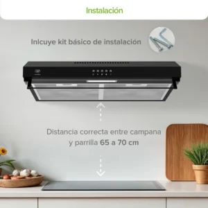 CAMPANA AVERA 60 CM BAJO ALACENA NEGRA CEA60N