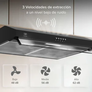 CAMPANA AVERA 60 CM BAJO ALACENA NEGRA CEA60N