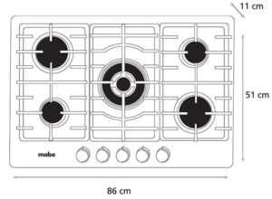 PARRILLA MABE 86 CM 5 QUEMADORES INOX MODELO PM8615I