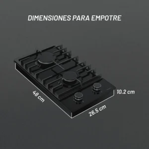 PARRILLA NUUR 30CM GAS NEGRO PARGA2VT