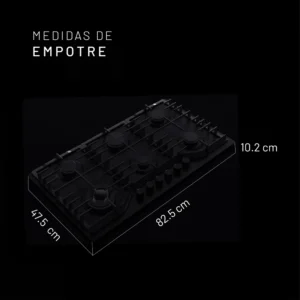 PARILLA NUUR 90 CM GAS VIDRIO NEGRO MATE PARGA6VTM-L