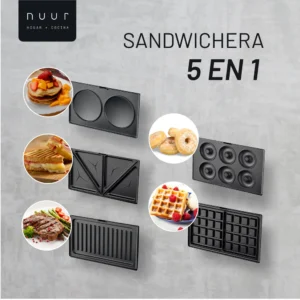 SANDWICHERA NUUR 5 EN 1 CON DIFERENTES PLATOS DE COCCION SANWI5