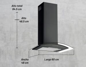 NUUR CAMPANA EXTRACTORA DECORATIVA PARED 60CM AI VT CAMEXPA60AVN