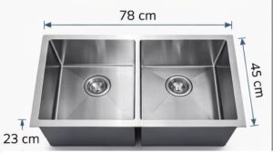 FREGADERO AXCENT 80 X 50 X 23 EMPOTRAR 2 TINAS SATIN MODELO DAFNE