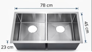 FREGADERO AXCENT 80 X 50 X 23 EMPOTRAR 2 TINAS SATIN MODELO DAFNE