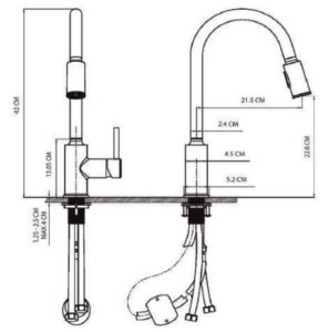 MONOMANDO DESC. TECNOLAM PARA COCINA SEMIPROFESIONAL NEGRO MATE+ORO TEC534NEGRO/ORO